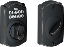 Schlage BE365 CAM 716 Camelot Keypad Entry with Flex-Lock, Aged Bronze