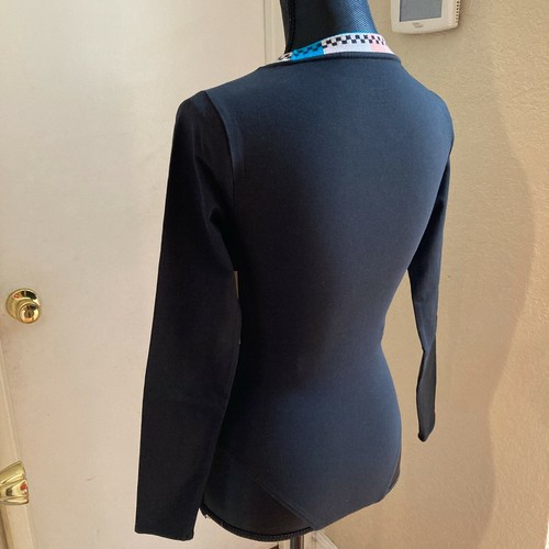 Vans Tri Check Long Sleeve Bodysuit Black Blue Cotton Size XS Women's NWT - Picture 8 of 8