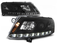 Scheinwerfer Paar Audi A6 C6 04-08 Daylight DRL LED Schwarz