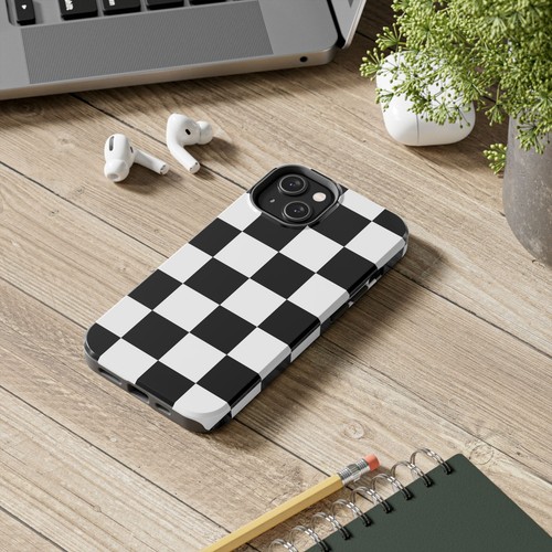 Black and White Checkered Phone Case, Stylish Accessories, Durable Protection - Zdjęcie 35 z 108
