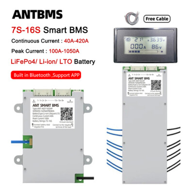 ANT Smart BMS 7S-16S 40A-420A LiFePo4 Li-ion LTO Battery Bluetooth Built in