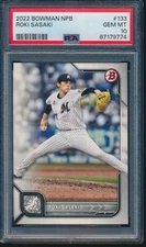 PSA 10 ROKI SASAKI 2022 BOWMAN Paper NPB Chiba Lotte Japan Rookie RC GEM MINT
