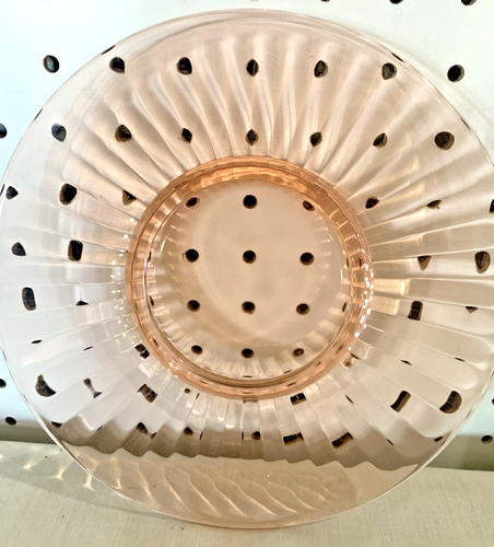 Vintage MCM Pink Peach Starburst Carnival Glass Plate 8" inches - Picture 2 of 5