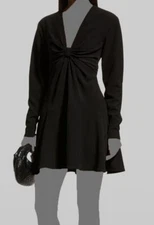 $495 A.L.C. Women's Black Lex Long Sleeve Front Gathered Mini Dress Size 6