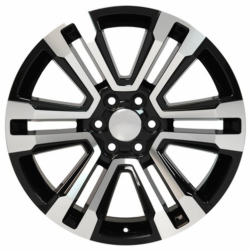 22" Machined Black 5822 Wheels & Bridgestone Tires Fit Yukon Sierra Denali - Picture 2 of 5