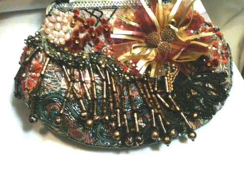 Chico's Amazing Art-to-Wear Beaded Tapestry Small Handbag Purse - Picture 2 of 8