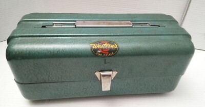 antique deep sea fishing gear galvanized sinking bait box Vintage Westerns Metal Fishing Tackle Box Bait Box