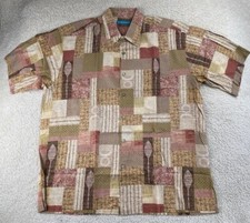 Tori Richard Hawaiian Shirt Mens L Hawaii Aloha Orange Cotton Lawn Paddles