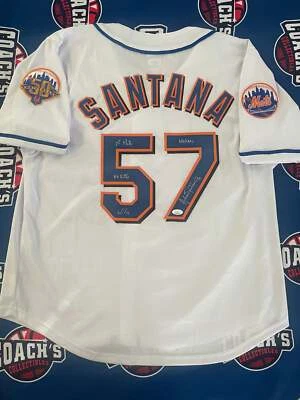 COACH'S COLLECTIBLES Johan Santana Autographed NY Mets CUSTOM Jersey w/ Multiple Inscriptions (JSA)