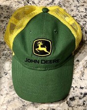 Youth John Deere Green Yellow Baseball Cap With Mesh snap back Adjustment