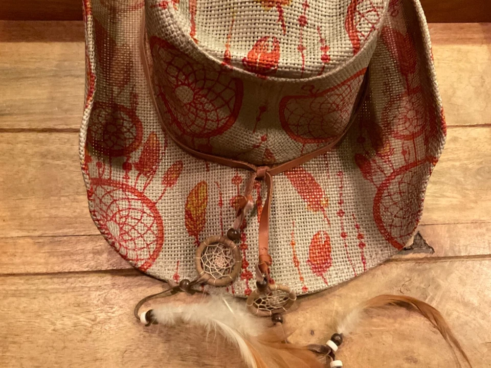 SHYANNE COWGIRL WESTERN СОЛОМЕННАЯ ШЛЯПА DREAMCATCHERS (ЖЕНЩИНЫ ОДИН РАЗМЕР) БЫВШАЯ В УПОТРЕБЛЕНИИ - Изображение 4 из 4