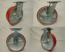 8" x 2" Swivel Caster Polyurethane Wheel w/Brake (2) Rigid (2)1250lb ea Tool Box