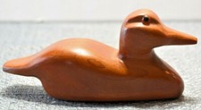 1996 Vintage Hand Carved Wooden Duck Mallard Solid Wood with Glass Eyes SIGNED