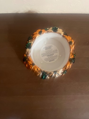 Bath and Body Works PUMPKIN PATCH 3-Wick Candle Holder NEW Metallic Orange/Gold - Picture 2 of 2