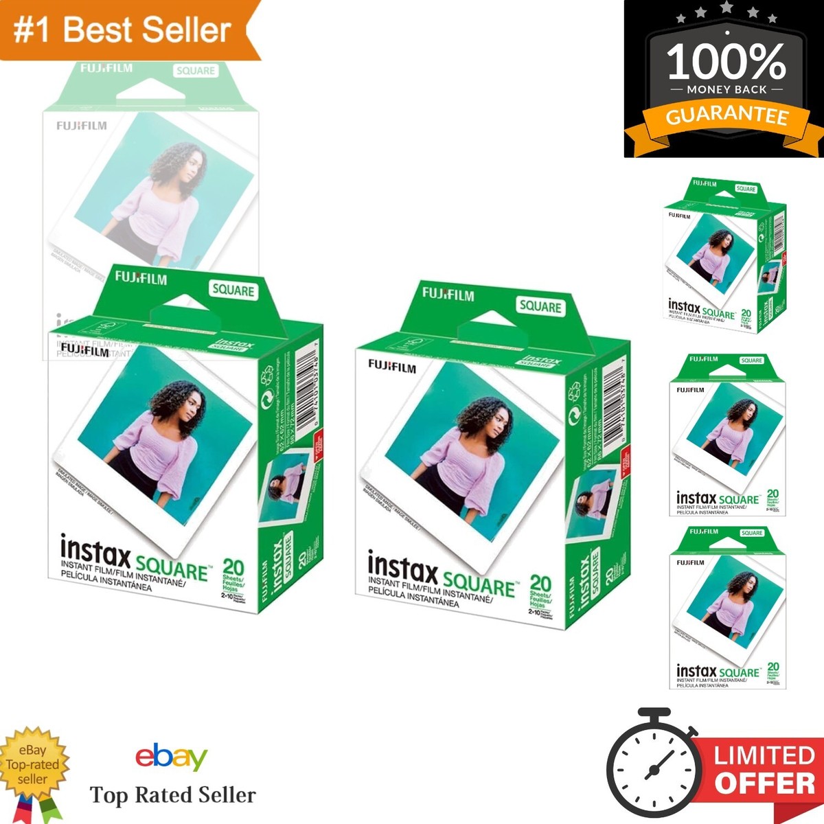 Fujifilm INSTAX INSTAX Square ISO 800 Film - 2 Pack White Border ...