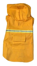 Large Hooded Dog Raincoat Water Resistant Adjustable Reflective Yellow  NEW