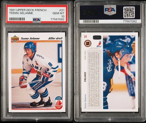 1991 Upper Deck FRENCH Teemu Selanne #21 RC Rookie PSA 10 GEM MINT