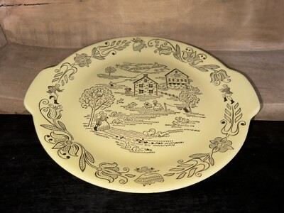 VTG Bucks County Royal China- Amish Farm Scene Tab Handled Cake Plate