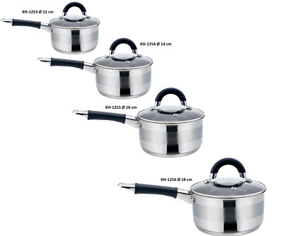 Kochtopf mit Glasdeckel Pfanne INDUKTION 12, 14, 16 oder 18 cm Kinghoff