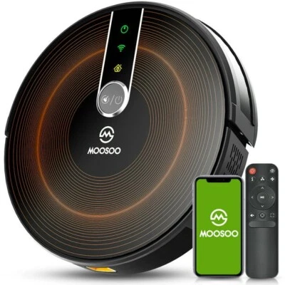Moosoo RT50 Robot Vacuum Cleaner Quiet Super Thin 2200Pa Suction Wi-Fi Connected