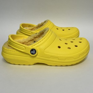 lined yellow crocs