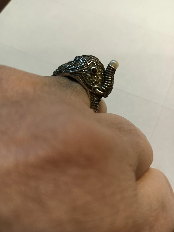 ANELLO ARGENTO ELEFANTE RUBINI - Immagine 4 di 4