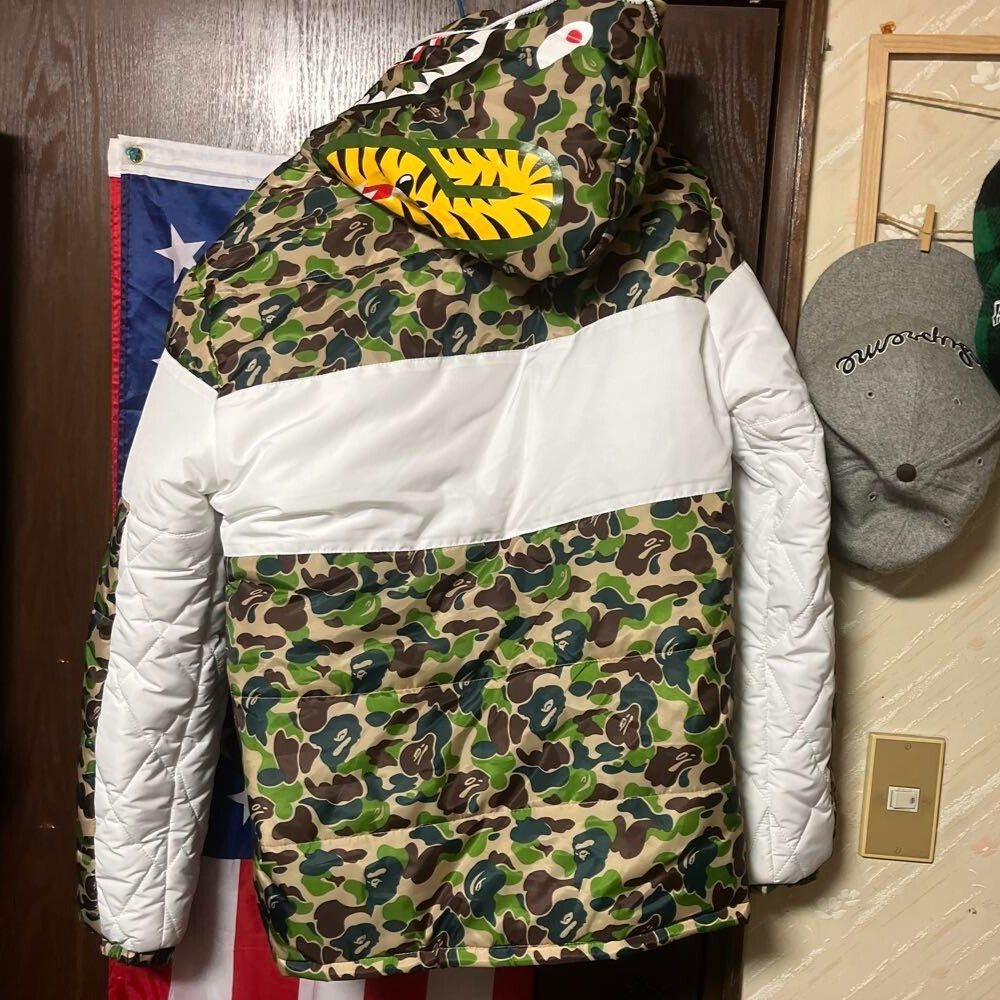 BAPE × Adidas Shark full zip hoodie Puffer Down Jacket Bathing Ape