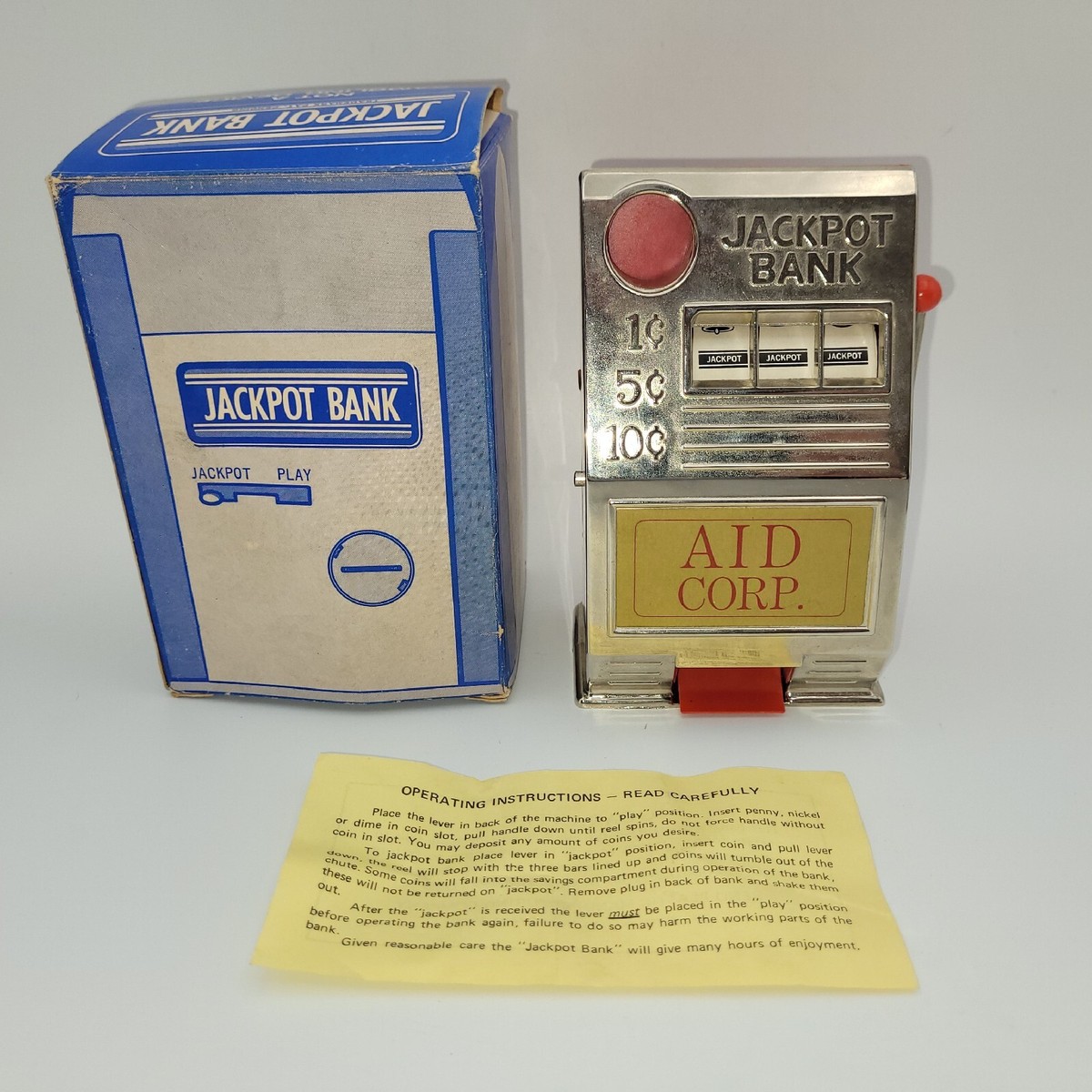Jackpot Bank Reno Plastic Vintage 1960s WORKS Slot Machine Sparks