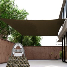 20-29 Ft Shade Sail w/ Steel Wire Rectangle Sun Canopy Pool Shelter Cover Brown