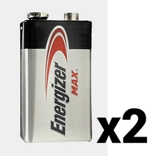 2 TWO ENERGIZER MAX 9V 9 VOLT ALKALINE BATTERY BATTERIES EXP 2028 BRAND NEW