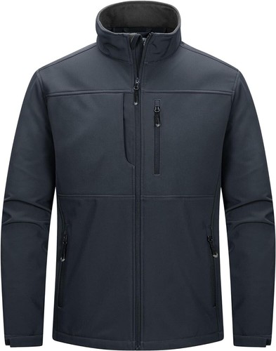 33,000ft Men's Softshell Jacket Warm Fleece Lined Windbreaker, Black, XL - Picture 2 of 8