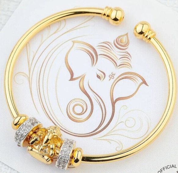 Bangle Ganesh Elephant God Om Gold Micron Plated Bracelet Jewelry Amulet-image