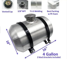 Fuel Tank 10'' x 16'' 5 Gallon 3/8'' NPT Center Fill Aluminum Spun Gas Tank Cell