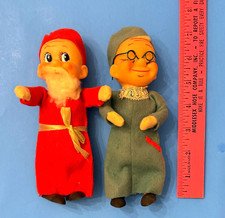 Vintage NOEL JAPAN Santa  Mrs. Claus Felt Figures 7" 1950s Christmas Excellent