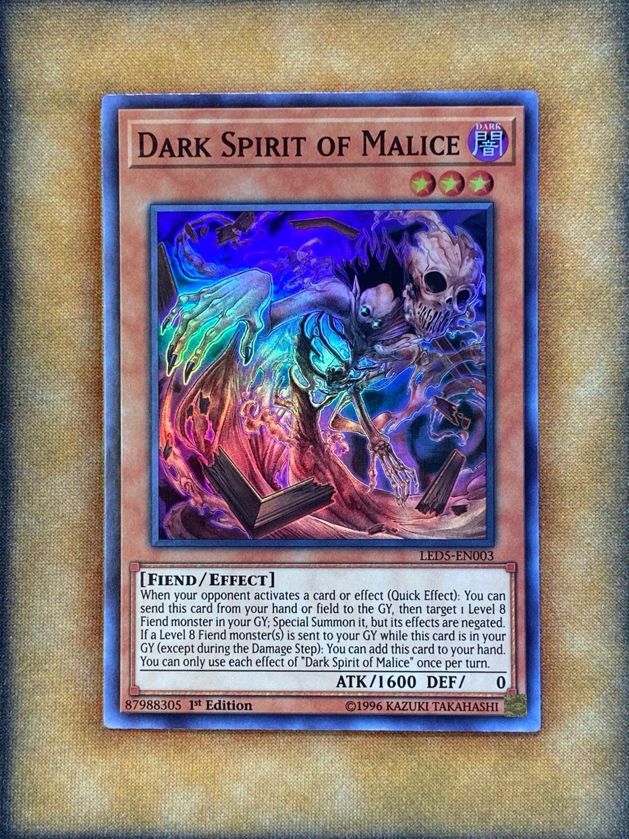 Yugioh Dark Spirit of Malice LED5-EN003 Super Rare 1st Ed NM