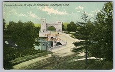 C.1910 INDIANAPOLIS, INDIANA EMMERICHSVILLE BRIDGE TO SPEEDWAY Postcard P70
