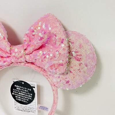 Disney Parks Minnie Headband Ear Light Pink Sequin Tokyo