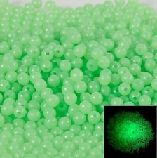 Pkg of 100 GREEN SOFT ROUND Glow in the Dark Rubber Beads for Crafts Fishing