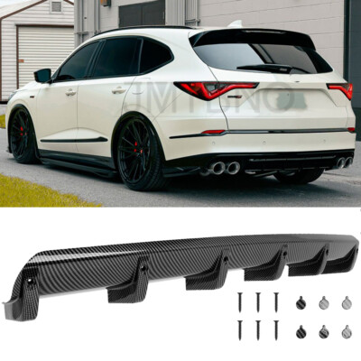 Carbon Rear Bumper Diffuser Lip 6 Fins Spoiler Splitter For Acura MDX 2002-2025