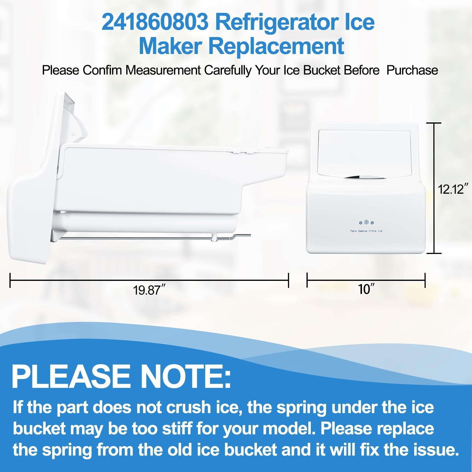 Upgraded 241860803 Refrigerator Ice Bucket Compatible with Frigidaire Ice Mak...