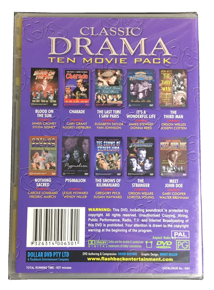 Classic Drama Ten 10 Movie Pack DVD Hepburn Grant Cagney | R0 | Brand New Sealed - Image 2 of 2