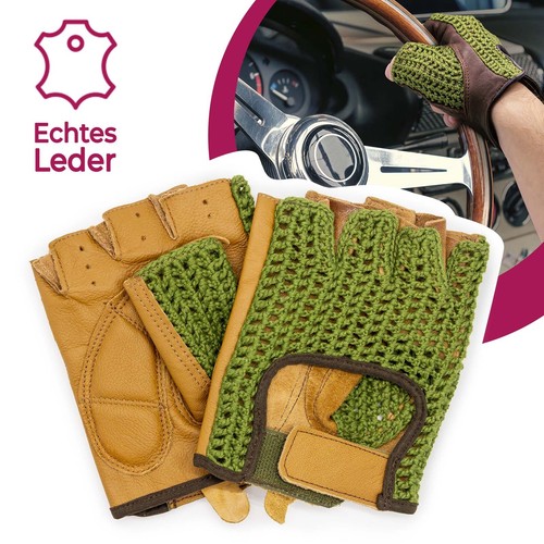 Guantes de conductor retro vintage de cuero sin dedos guantes de conductor bicicleta - Imagen 7 de 19