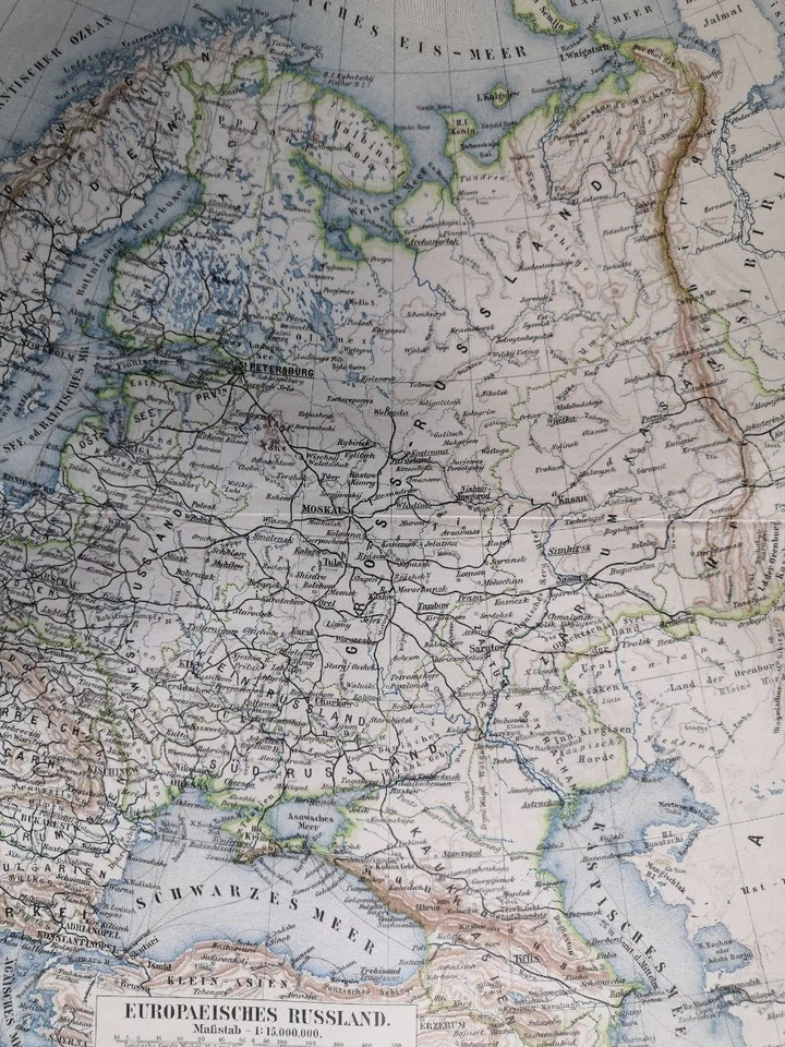 Mapa geográfico vintage de Europa oriental soviética de 1899 Rusia original soviético C11-9 Foto 2 de 3