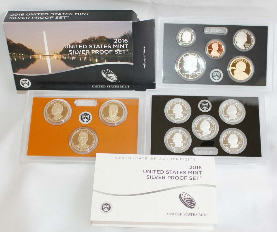 2016 S United States Mint Annual SILVER 13 Coin Proof Set Original Box and COA - Image 2 of 4