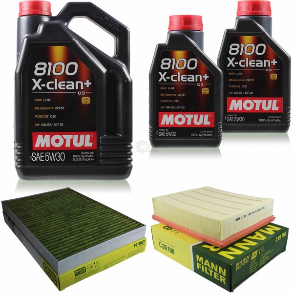 MANN-FILTER Inspektionspaket 7L Motul 8100 X-Clean+ 5W-30 FüR Audi A6 2.4 1.8 T-image