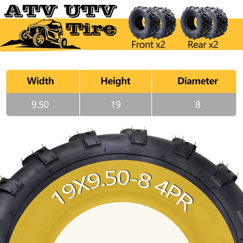 Set of 2 19x9.50-8 ATV UTV Tires 19x9.5x8 4 Ply All Terrain Mud Tires Tubeless - Picture 5 of 12