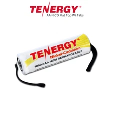Tenergy AA 1000mAh High Capacity NiCd Rechargeable Battery Cell Flat Top w/ Tab