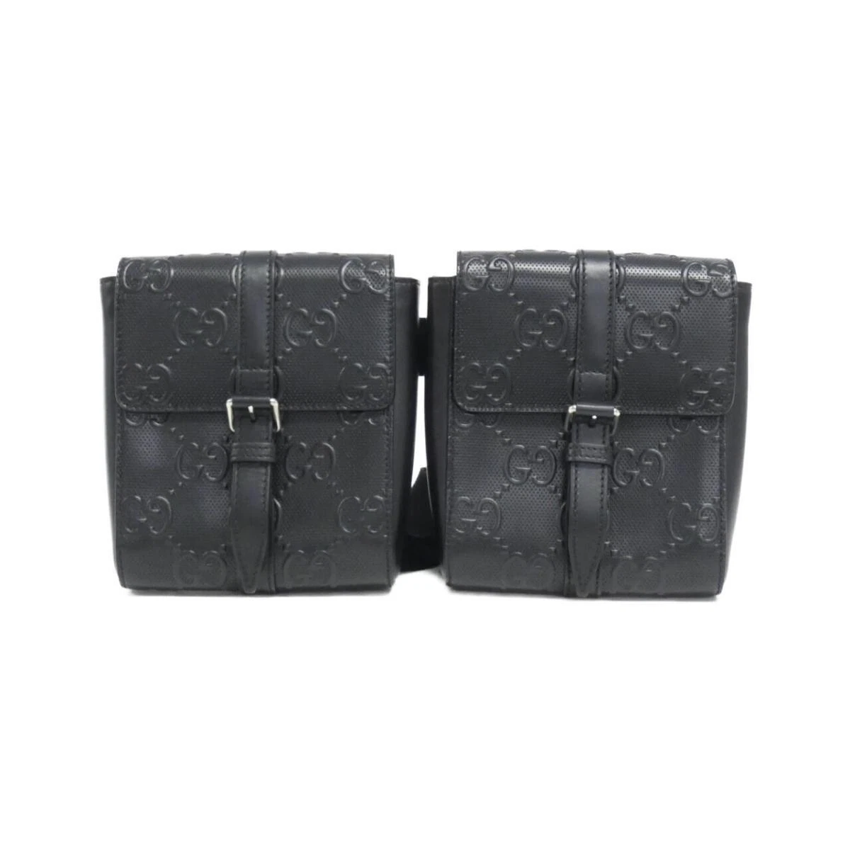 SAC TAILLE AUTHENTIQUE GUCCI 631339 1W3CN GG CUIR GAUFRÉ NOIR F/S