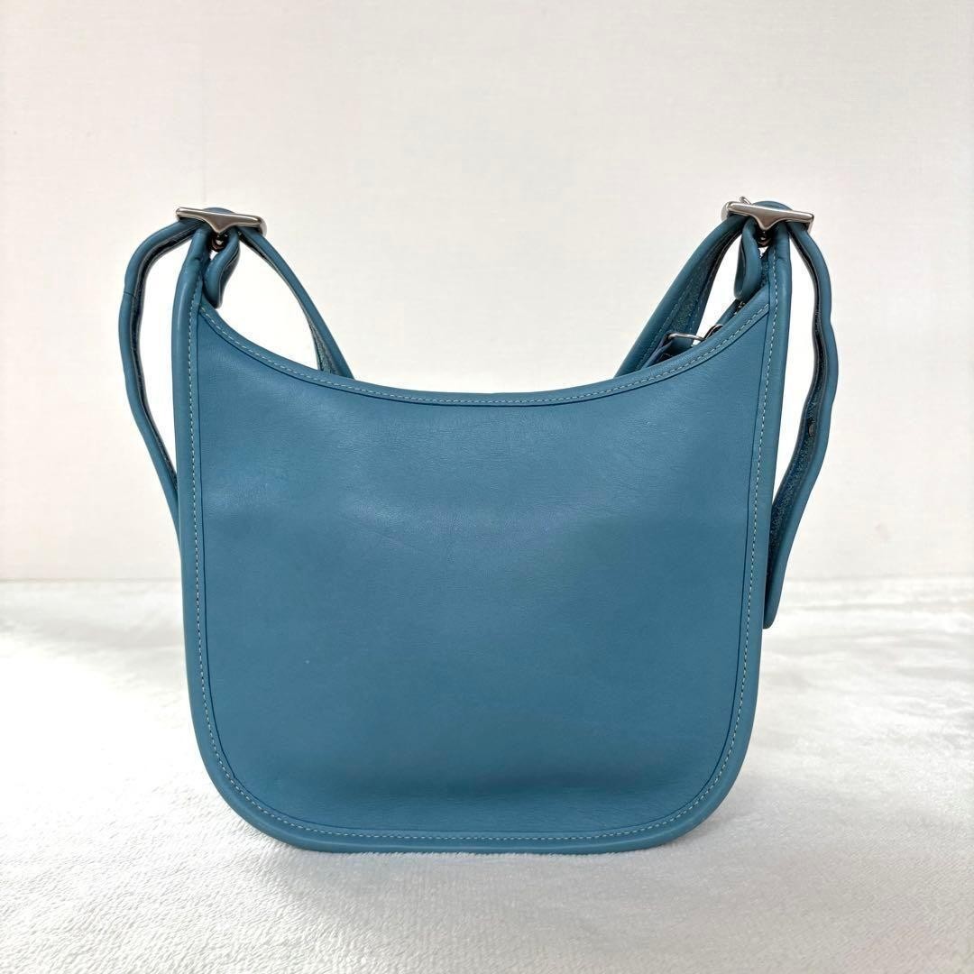 Old Coach Becket Shoulder Bag 9950 Vintage Blue Leather Flap Crossbody image 4