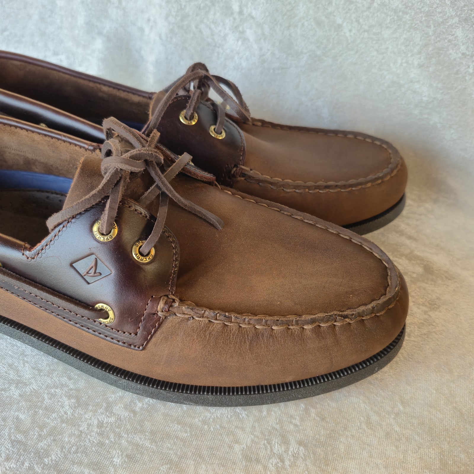 Sperry Top-Sider A/O 2-Eye Boat Shoes Men US 13 Brown Leather Lace
